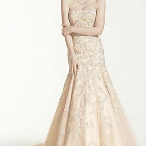 Oleg Cassini Lace and Beaded Trumpet Wedding Dress